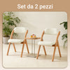 SoBuy FST92-Wx2, Σετ Ξύλινη Πτυσσόμενη Καρέκλα με 2 Επενδυμένες Πολυθρόνες Κουζίνας, Καρέκλες Εσωτερικού Χώρου για Γραφείο, Μπαλκόνι, Κήπος - Πτυσσόμενες καρέκλες που εξοικονομούν χώρο σε οξιά, λευκό