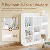 SoBuy KMB120-W Montessorian Bookshop for Children KeepHop ράφι με 9 Βιβλιοθήκη Ανοιχτών Διευθυντών από το έδαφος για υπνοδωμάτιο 95x34x105 cm λευκό