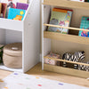 SoBuy KMB121-WN, Montessori Βιβλιοθήκη για Παιδιά Παιδική Βιβλιοθήκη με 4 Ράφια Κάθετη Βιβλιοθήκη Ράφι Παιχνιδιού για Κοριτσίστικο Υπνοδωμάτιο Λευκό και Φυσικό 60x15x130,5 cm