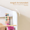 SoBuy KMB121-WN, Montessori Βιβλιοθήκη για Παιδιά Παιδική Βιβλιοθήκη με 4 Ράφια Κάθετη Βιβλιοθήκη Ράφι Παιχνιδιού για Κοριτσίστικο Υπνοδωμάτιο Λευκό και Φυσικό 60x15x130,5 cm