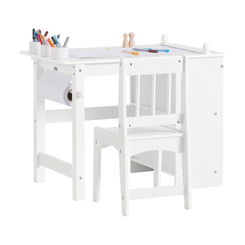SoBuy Παιδικό τραπέζι με ένα καθορισμένο σχολικό έπιπλο για το τραπέζι των παιδιών για να ζωγραφίσει για παιδιά λευκό kmb60-w