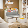SoBuy Παιδικός πάγκος με κουτί αποθήκευσης βιβλιοπωλείου με πάγκο τροχών για παπούτσια με μαξιλάρι λευκό κάθισμα 100x45x70cm kmb66-w
