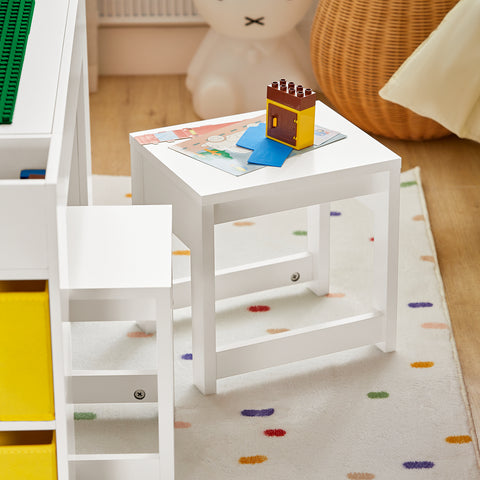 SoBuy Παιδικό τραπέζι με 2 σκαμνιά έπιπλα για παιδικά τραπέζι παιχνιδιών με χώρο stracking 87x50x50 cm kmb75-w