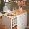 SoBuy Νησί μαγειρέματος με 2 καλάθια σε κουζίνα κουζίνας κινητό κινητό τραπέζι μωρό λευκό μπουφέ 120x56x90cm kNL05-W