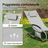 SoBuy Κήπος Deckair Rocking πολυθρόνα με προσκέφαλο και γκρίζα τσέπη OGS28-HG