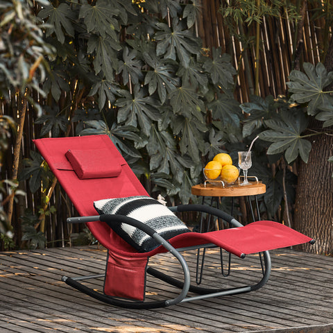 SoBuy Κήπος Deckair Rocking πολυθρόνα με προσκέφαλο και κόκκινο Tascine OGS28-R