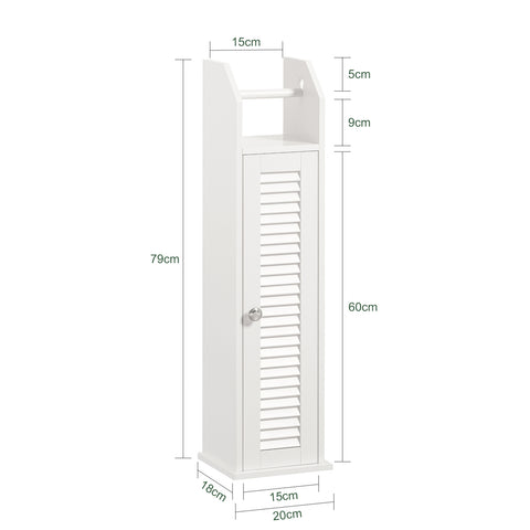 SoBuy Αυτο-υποστηριζόμενη πόρτα, ντουλάπι μπάνιου, επίπεδη από πόρτα σε πόρτα και λιθόστρωτα 2 σε 1, πλευρικό ντουλάπι, λευκό, 20x18x79cm, BZR49-W