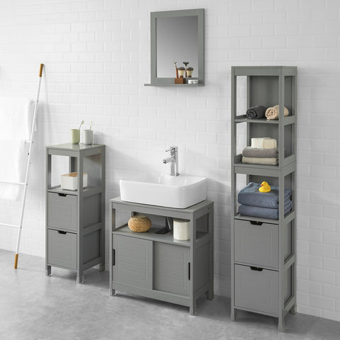 SoBuy Μπάνιο ντουλάπι στήλη μπάνιο μπάνιο εξοικονόμηση γκρι L30*P30*A145 cm FRG126-SG
