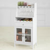 SoBuy Κρασί Cantinetta White Credenza Wine με Portabicchieri και Locker FSB24-W