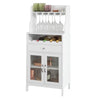 SoBuy Κρασί Cantinetta White Credenza Wine με Portabicchieri και Locker FSB24-W