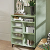 SoBuy Credenza με συρόμενη πόρτα σε γυαλί, συρτάρι, ντουλάπι κουζίνας, μπότα εισόδου, πράσινο, 70x33x90cm fsb61-gr