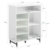 SoBuy Credenza με συρόμενη πόρτα σε γυαλί, συρτάρι, ντουλάπι κουζίνας, μπότα εισόδου, λευκό, 70x33x90cm fsb61-w