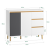 SoBuy Κουζίνα κινητό credenza κινητό μπουφέ μπουφέ σε μπουφέ κινητό παπούτσι πλευρικό μπάσο μπάσο μπάσο κινητό λευκό τηλεόραση 97x34x80cm fsb69-w