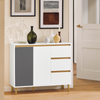 SoBuy Κουζίνα κινητό credenza κινητό μπουφέ μπουφέ σε μπουφέ κινητό παπούτσι πλευρικό μπάσο μπάσο μπάσο κινητό λευκό τηλεόραση 97x34x80cm fsb69-w