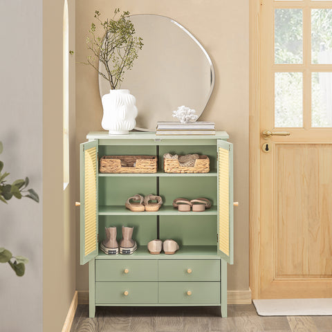 SoBuy Ράφι παπουτσιών εισόδου, ντουλάπι κουζίνας, μπουφέ με πόρτες πέργκολας, συρτάρι, πράσινο, 70x34x90cm fsb72-gr