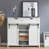 SoBuy Ντουλάπι κουζίνας με συρόμενες πόρτες μπουφέ λευκό στήθος συρταριών 104x35x93cm fsb744-W