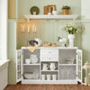 SoBuy Credenza με 2 γυάλινες πόρτες και 2 συρτάρια, ντουλάπι κουζίνας, έπιπλα σαλόνι, μπουφέ, δοχείο κινητής τηλεφωνίας, λευκό, 120x39x78cm FSB79-W