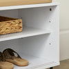SoBuy Πάγκος με κάθισμα, ράφι παπουτσιών με 2 συρόμενες πόρτες, πάγκο εισόδου με χώρο αποθήκευσης, 85x37x49cm FSR116-W