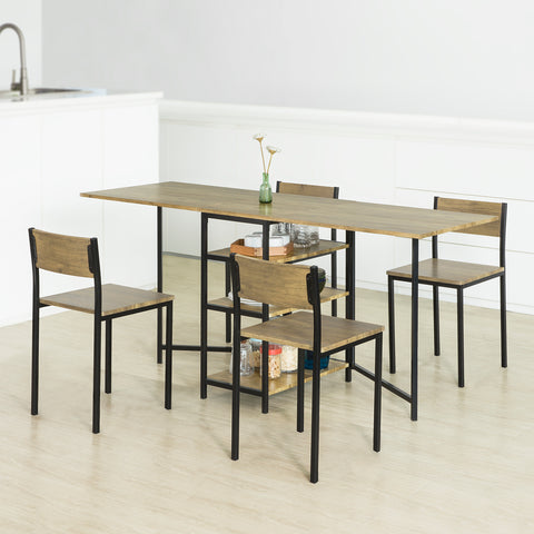 SoBuy Πτυσσόμενο τραπέζι με 3 ράφια για τραπεζαρία τραπέζι τραπέζι τραπεζάκι γραφείο ξύλο εξοικονόμηση ξύλου, FWT62-N