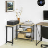 SoBuy Τραπέζι του καφέ με τροχούς σχήματος LA με 2 ράφια, κονσόλα γωνιακής κονσόλας Βιομηχανικό στυλ, L133XP69XA30CM, FWT83-N