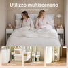 SoBuy FBT111-WNx2 comodino bianco con cassetto aperto, vista laterale