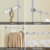 SoBuy FRG109-II-HG, Τηλεσκοπική κρεμάστρα, στιβαρή βάση ρούχων με ράβδους, ρυθμιζόμενη ανοιχτή ντουλάπα για υπνοδωμάτιο, γκρι ράφι ρούχων