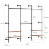 SoBuy KLS20-SCH, Wall-mounted Coat Rack with 2 MDF Shelves, Space-saving Clothes Rack 45 kg Capacity, Wardrobe for Bedroom and Entrance, 91.5x48x220cm, Industrial Black