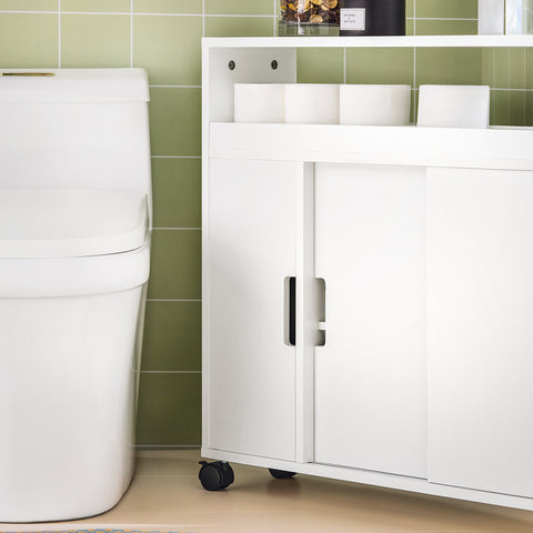 SoBuy Διοργανωτής μπάνιου μπάνιο ντουλάπι εξοικονόμηση πόρτας λευκό BZR02-W