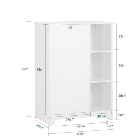 SoBuy Πόρτα λινών μπάνιου με καλάθι με ντουλάπι μπάνιου με λευκό κάτοχο λευκό άσπρο 60x37x86cm BZR105-W