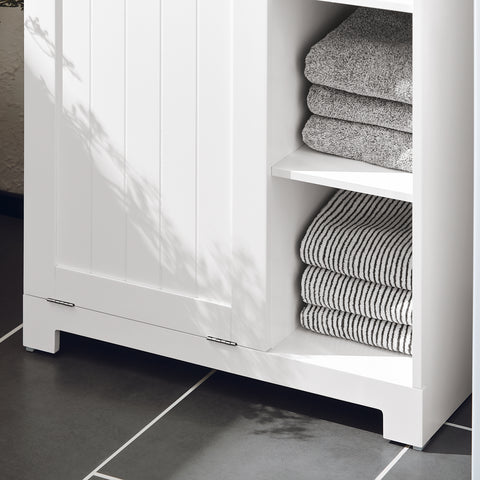 SoBuy Πόρτα λινών μπάνιου με καλάθι με ντουλάπι μπάνιου με λευκό κάτοχο λευκό άσπρο 60x37x86cm BZR105-W