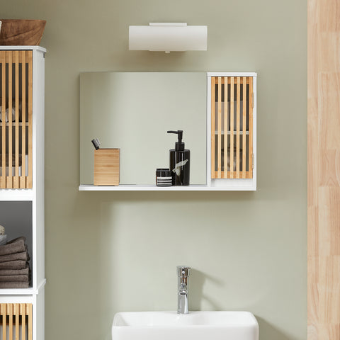 SoBuy Μπάνιο κρεμαστό ντουλάπι με κατοπτρικό ντουλάπι μπάνιο μπάνιο-φυσικό μπάνιο 60x12x40cm BZR128-W