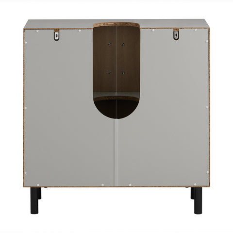 SoBuy Sottolavabo Mobile με 2 πόρτες μπάνιο ντουλάπι γκρι και φυσικό νεροχύτη 60x30x60.5cm BZR133-reg