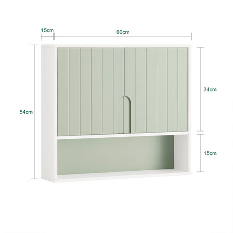 SoBuy Μπάνιο τοίχου ή ντουλάπι κουζίνας ντουλάπι τοίχο τοίχο τοίχο μονάδα κουζίνα με 3 ράφια και 2 πράσινες πόρτες 60x15x54cm bzr140-gr