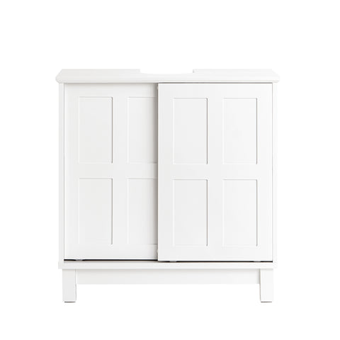 SoBuy Υπουργικό Συμβούλιο Έπιπλα Μπάνιου με 2 συρόμενες πόρτες ντουλάπι μπάνιου Λευκό εξοικονόμηση 60x30x61cm BZR142-W