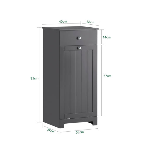 SoBuy Μπάνιο πλυντήριο πόρτας με συρτάρι και βρώμικο καλάθι λινό, βιομηχανικό στυλ, BZR21-DG