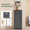 SoBuy BZR21-DG Space-saving bathroom cabinet with drawer and removable laundry basket - Vertical narrow cabinet for small bathroom or laundry room - Bathroom cabinet in gray MDF, W40×D38×H90 cm