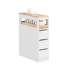 SoBuy BZR54-W Space-saving bathroom cabinet with wheels, compact cabinet with 3 drawers, for toilet, wooden bathroom cabinet, easy to move, white, 65x23x82cm
