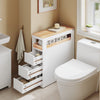SoBuy BZR54-W Space-saving bathroom cabinet with wheels, compact cabinet with 3 drawers, for toilet, wooden bathroom cabinet, easy to move, white, 65x23x82cm