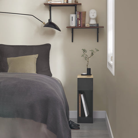 SoBuy Κομοδίνο με συρτάρι για κρεβάτι άνοιξη 20x60x35 cm, μαύρο FBT111-SCH