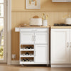 SoBuy FKW45-E-WN, kitchen trolley with sockets, 75x37.6x86.5 cm, kitchen and coffee | Space-saving kitchen cabinet with bottle holder and interchangeable feet, kitchen trolley with wheels and top, MDF/PB