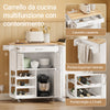 SoBuy FKW45-E-WN, kitchen trolley with sockets, 75x37.6x86.5 cm, kitchen and coffee | Space-saving kitchen cabinet with bottle holder and interchangeable feet, kitchen trolley with wheels and top, MDF/PB