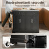 SoBuy Black kitchen sideboard with steel top 115x71x92cm FKW71-SCH