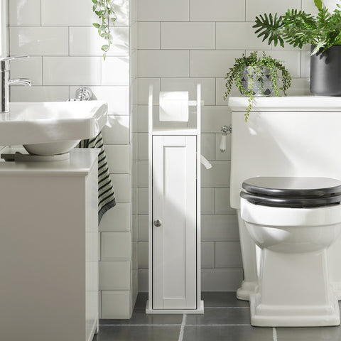 SoBuy Μπάνιο δάπεδο μπάνιο ντουλάπι εξοικονόμηση λευκή πόρτα