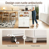 SoBuy FSB09-W Kitchen Trolley with Wheels and Extractable Shelf for Microwave - Cabinet with Drawer, Shelves and Doors, Space-Saving White 92x59x40cm