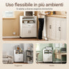 SoBuy FSB09-W Kitchen Trolley with Wheels and Extractable Shelf for Microwave - Cabinet with Drawer, Shelves and Doors, Space-Saving White 92x59x40cm