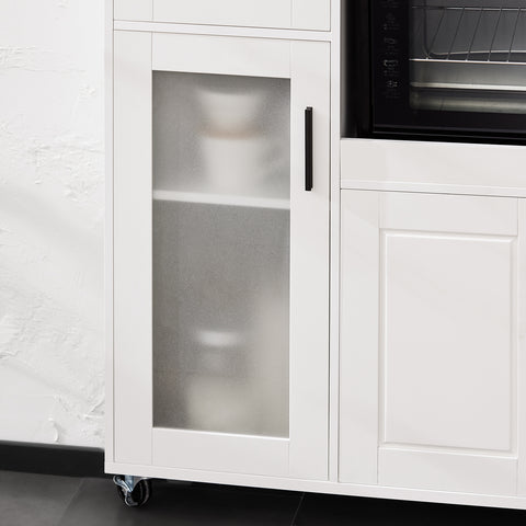 SoBuy Credenza με κινητούς τροχούς για φούρνο μικροκυμάτων κουζίνας με 1 συρτάρι, 3 πόρτες ντουλάπα κουζίνας 89x40x89cm FSB78-W