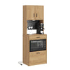 SoBuy FSB98-E-WG, Kitchen sideboard with 2 sockets and 2 USB ports 60 x 40 x 170 cm | Microwave kitchen cabinet with coffee corner, equipped with magnetic lamp with sensor, in PB and MDF (E1)