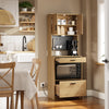 SoBuy FSB98-E-WG, Kitchen sideboard with 2 sockets and 2 USB ports 60 x 40 x 170 cm | Microwave kitchen cabinet with coffee corner, equipped with magnetic lamp with sensor, in PB and MDF (E1)
