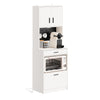 SoBuy FSB98-E-WG, Kitchen sideboard with 2 sockets and 2 USB ports 60 x 40 x 170 cm | Microwave kitchen cabinet with coffee corner, equipped with magnetic lamp with sensor, in PB and MDF (E1)