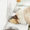 SoBuy Gatti ρείθρα με μπολ για γάτες σε πάγκο από ανοξείδωτο χάλυβα με κάθισμα για γάτες λευκές γάτες 90x36x44cm FSR136-W